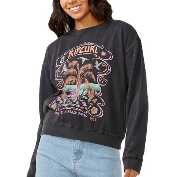 Rip Curl Beach Party Relaxed Crew Graphic Sweatshirt NWT - Picture 1 of 3